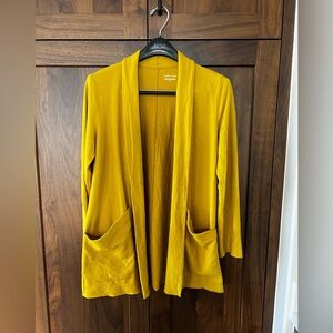 Eileen Fisher Mustard Open Front Cardigan Sweater Size small